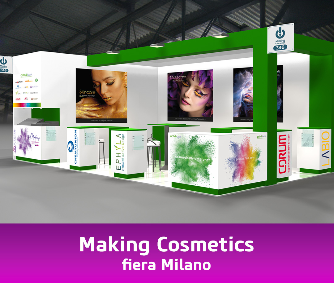 infusiondesign grafica pannelli per stand-making cosmetics Milano fiere-eventi
